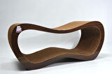 Dekoratif Karton Kedi Tırmalama Kanepesi 2'li Set (43x24x8,5 cm & 59x24x26 cm) - Small & Large - Koyu Ahşap Desen