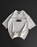 Livizmir Moda Unisex Bisiklet Yaka Baskılı Oversize T-Shirt - Beyaz