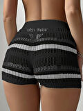 Livizmir Moda Kadın Belinden Bağlamalı Mini Triko Short