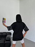 Livizmir Moda Unisex Bisiklet Yaka Baskılı Oversize T-Shirt - Siyah