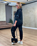 Livizmir Moda Kadın Uzun Kollu Kapüşonlu Oversize Sweat Ve Pantolon Ikili Takım