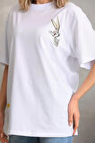 Livizmir Moda Unisex Baskılı Oversize T-Shirt - Beyaz