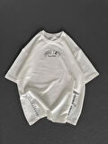Livizmir Moda Unisex Baskılı Oversize T-Shirt - Beyaz