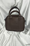 TOTE BAG Çanta, Fermuaralı, Elde ve Omuz Askılı, Kahverengi