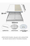 Sıva Üstü 60cm x60cm Led Panel, Mutfak Avize, 60x60 Led Avize, 54 Watt, Homojen Gün Işığı 4000K