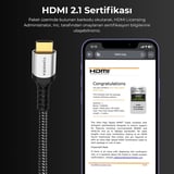YUMIKRA Ultra Sertifikalı HDMI 2.1 Kablo, 8K@60Hz, 4K@240Hz, 48 Gbit/s, HDMI Sertifikalı - 1.5 Metre