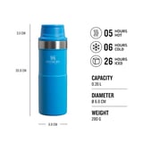 Stanley Klasik Trigger-Action Termos Bardak, Azure, 0.35 Lt