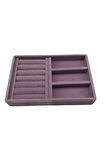 Süet Kumaş Lila Renk 22 cm 14 cm Çekmece İçi Takı Standı