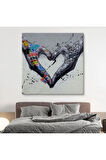 Graffiti Kalp Burcu Eller, Banksy Posteri, HD Baskı Kanvas Tablo, Pop Art-5343