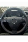 Fiat Linea Uyumlu Deri Dikmeli Direksiyon Kılıfı Soft Siyah Ipli 10.5cm A Plus