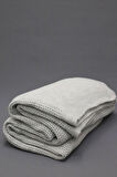 Yumuşak Örgü Battaniye Düz 130x170 cm Gri | Tek Kişilik TV Battaniyesi – Dekoratif ve Hafif