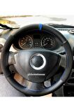 Dacia Logan Uyumlu Dikmeli Direksiyon Kılıfı Alkantara Karbon Kırmızı Yüzüklü