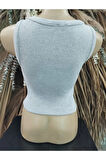 Halter Yaka Crop Triko Bluz