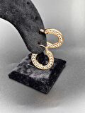 Çelik Suya Dayanaklı Kadın Yuvarlak 2,5 (Çap) Nazar Boncuklu Rose Gold Küpe