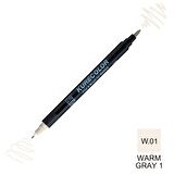 Zig Kurecolor Mangaka Fine&Brush Çift Taraflı Kalem CNKC-2200 No W.01 Warm Gray 01