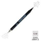 Zig Kurecolor Mangaka Fine&Brush Çift Taraflı Kalem CNKC-2200 No C.02 Cool Gray 2