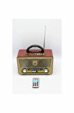 M-115BT Bluetooth Şarjlı Nostaljik Radyo Usb Sd Kart Girişli Kumandalı Radyo Mp3