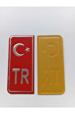 Tr Plaka Krom Sticker 2'li - Türkiye Plaka Krom Stıcker - Türkiye Plakalık Krom
