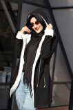 Barbora Kışlık Günlük Kaşe Kadın Tesettür Kaban 819siyahtesettür