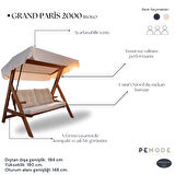 Grand Paris 2000 Iroko ahşap bahçe teras balkon salıncağı