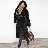 Barbora Kışlık Kürk Kadın Ceket Tam Boy bt296siyah4