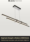 Cosmo 2 Silver Lineer LED Sarkıt Avize – Kumandalı Dim Edilebilir – Aşağı Işık - 4000K