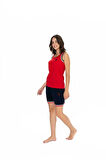 20005 Kadın Kalın Askılı Yuvarlak Yaka Şort Takım Kırmızı