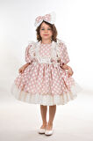 Özel Tasarım, Puantiyeli, Fırfır Detaylı, Saç Aksesuarlı, Balon Kollu Kız Çocuk Elbise_M2403