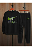 Uyuyan Ricky Baskılı Unisex Sweatshirt Alt-üst Takım