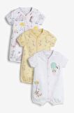 % 100 Pamuklu Lemon Yellow Circus 3’lü Romper Set