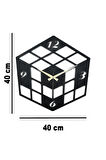 Küp Model Dekoratif Metal Lazer Kesim Akar Sessiz Mekanizmalı Duvar Saati (40*40 cm)