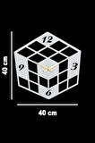 Küp Model Dekoratif Metal Lazer Kesim Akar Sessiz Mekanizmalı Duvar Saati (40*40 cm)