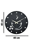Coffe Model Dekoratif Metal Lazer Kesim Akar Sessiz Mekanizmalı Duvar Saati (40*40 cm)