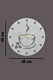 Coffe Model Dekoratif Metal Lazer Kesim Akar Sessiz Mekanizmalı Duvar Saati (40*40 cm)