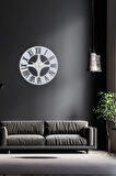 Roma Model Dekoratif Metal Lazer Kesim Akar Sessiz Mekanizmalı Duvar Saati (40*40 cm)