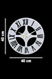 Roma Model Dekoratif Metal Lazer Kesim Akar Sessiz Mekanizmalı Duvar Saati (40*40 cm)