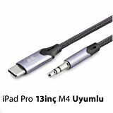  iPad Pro 13 inç (M4) uyumlu Metal Başlık AUX Kablo Ses Dönüştürücüsü Hasır Type-C Çeviricisi
