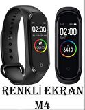M4 Akıllı Bileklik Renkli Led Ekran Sensörlü Titreşimli Dokunmatik Siyah