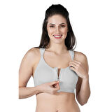 Gri Mı Emay 184 B Önden Fermuarlı Sporcu Penye Sütyen