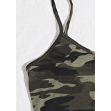 Kadın Kamuflaj Desenli Askılı Crop Top Ve Şortlu Gecelik Takım