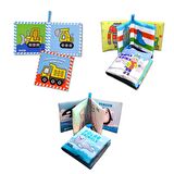 3 Kitap Tox İngilizce İş Makineleri , Kışlık Giysiler Ve Kutup Hayvanları Kumaş Sessiz Kitap E118 E124 E125 - Bez Kitap