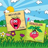 2 Kitap Tox Sebzeler ve Meyveler Kumaş Sessiz Kitap T113 T049 - Bez Kitap , Eğitici Oyuncak , Yumuşak ve Hışırtılı