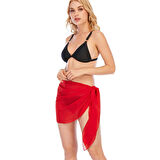 Kadın Kırmızı Transparan Belden Bağlamalı Pareo