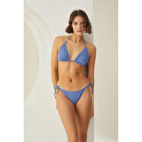 MARSiLYAN- Özel Tasarım Fitilli Boyundan Bağlamalı Mavi Üçgen Bikini Takımı