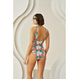 MARSiLYAN- Soft Tropikal Yandan Büzgülü Mayo