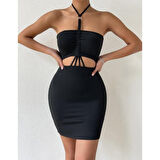 MARSiLYAN- Önden Büzgülü Mini Elbise