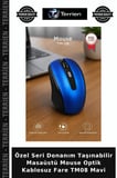 Özel Seri Donanım Taşınabilir Masaüstü Mouse Optik Kablosuz Fare TM08 Mavi