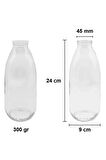 2 Adet 1 Litre Şeffaf Sürahi Süt, Ayran, Su, Limonata, Meşrubat Şişesi Plastik Kapaklı Cam Şişe