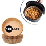  100 Adet  Air Fryer Pişirme Kağıdı Tek Kullanımlık  Yağlı Kağıdı Yuvarlak Tabak Model