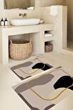 Gold Renk Banyo Paspası, Nude Renk Paspas, Geometrik Desen Banyo Paspası, Banyo Paspas Takımı, Kaymaz Taban Banyo Paspası, Klozet Takımı, Yıkanabilir Klozet Takımı, Dekoratif Banyo Paspası,